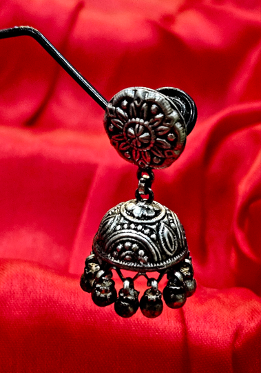 Tara Silver Jhumki Pair Set Earings
