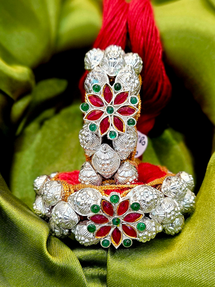 Silver Bracelet with Pota 1 Phool Pahuchi Pair